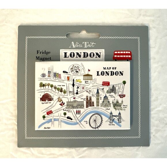 Alice Tait London Refrigerator Magnet Map Of London Fridge Magnet NEW IN PACKAGE - Picture 1 of 5
